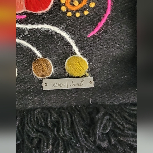 Alma Soul Black Floral Embroidered & Wool Crossbody Bag - Picture 5 of 11